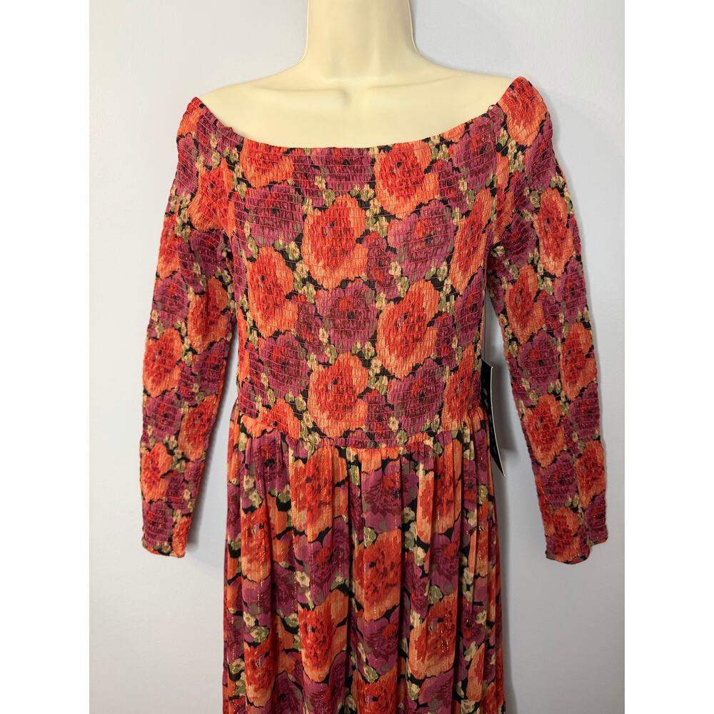 POMANDER PLACE Tuckernuck Rose Chiffon Joni Midi Dress Off Shoulder Sz L New - Picture 7 of 14